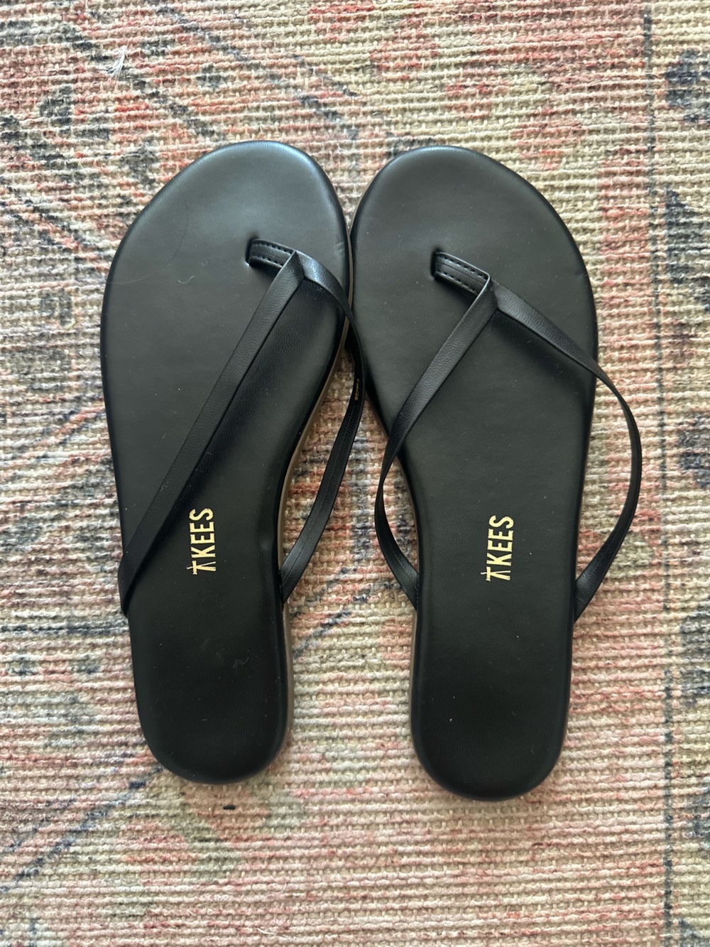TKEES Vegan Lily Black Thong Flip Flips